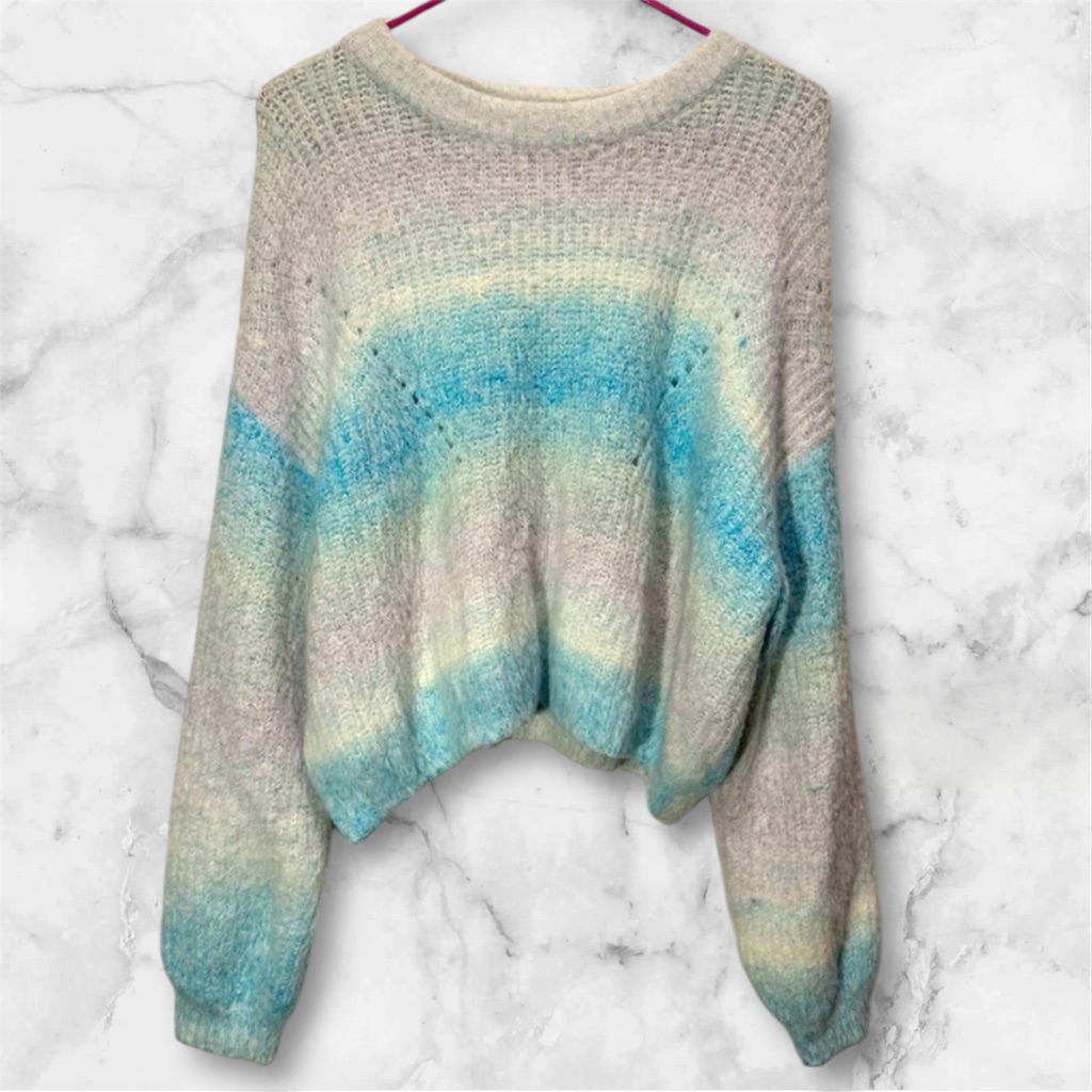 Wild Fable Blue Purple Cotton Candy Space Dye Color Sweater 1x